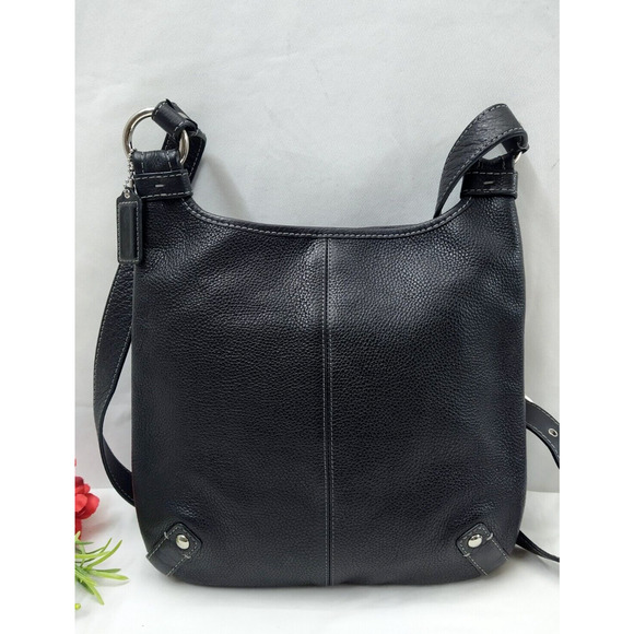 Coach Penelope Black Pebbled Leather Zipper Pockets Crossbody Bag - Picture 2 of 14